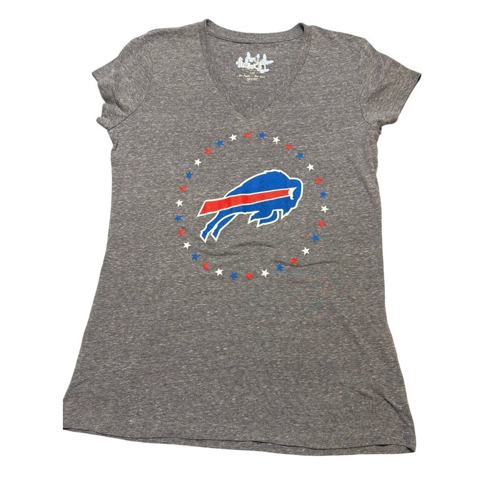 Touch Alyssa Milano Buffalo Bills Heather Gray V Neck T Shirt Football Sz Large
